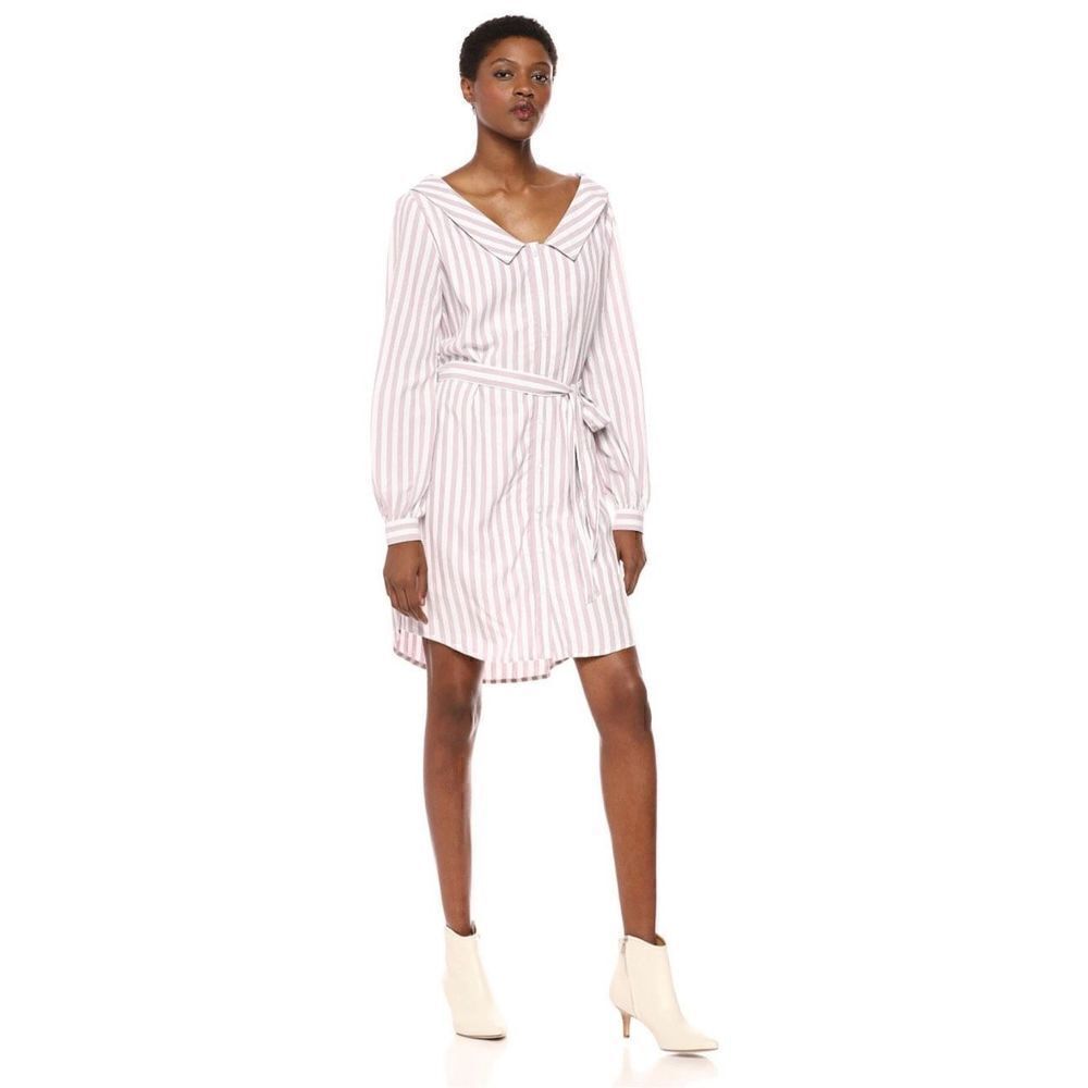 Cupcakes and Cashmere Women's Daylily Yarn Dyed Rayon Stripe Shirt Dress Size XS